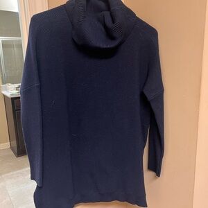 Navy Blue Knit Hooded Sweater